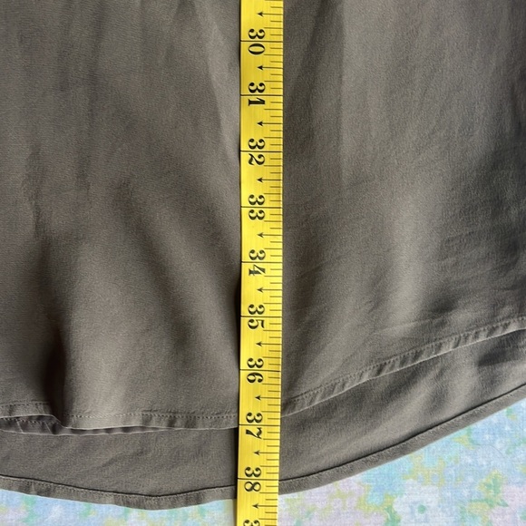 Cynthia Rowley | 100% Silk Taupe Drawstring V-neck Sleeveless Midi Dress Sz 6 - Picture 12 of 12